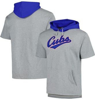 Mitchell & Ness Mens Mitchell & Ness Heather Gray Chicago Cubs Postgame Short Sleeve Pullover Hoodie at Nordstrom, Size Small