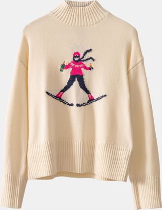 Joules Womens Abigail Jumper in Ivory Cotton - Size Medium
