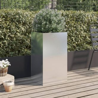 Berkfield Home Planter Silver 42x38x75 cm Stainless Steel | Size: 42 x 38 x 75 cm
