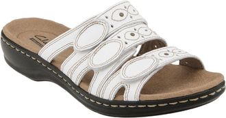 Clarks Womens Leisa Cacti Slide Sandal, White Leather, 7.5 W US