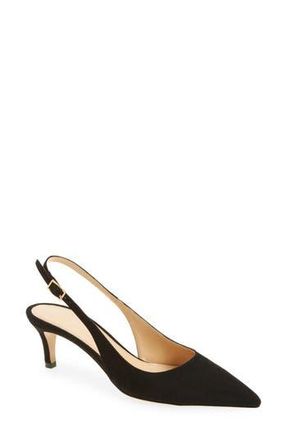 Ann Mashburn Kitten Heel Slingback Pump in Black Suede at Nordstrom Rack, Size 6.5Us / 36.5Eu