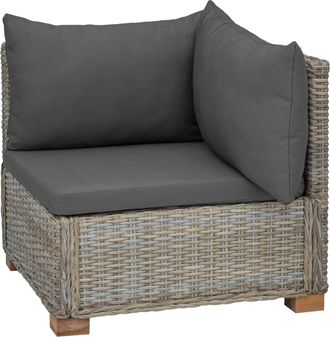 vidaXL Sof&aacute; Esquinero Con Cojines Gendt Rat&aacute;n Natural Gris Kubu Vidaxl