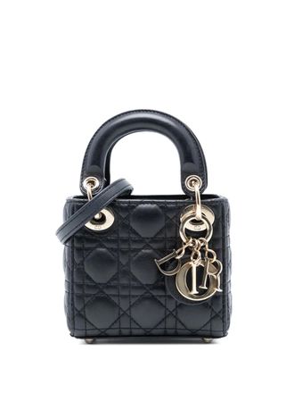 Dior 2022 Micro Lambskin Cannage Lady Dior satchel - Nero