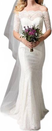 Watters Savannah Off-The-Shoulder Wedding Dress In Ivory/oyster