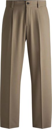 HUGO BOSS Broeken, Heren, Bruin, L, Bruine Formele Broek met Plooi