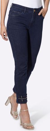 Heine 7/8-Jeans HEINE, Damen, Gr. 34, Normalgr&ouml;ssen, dunkelblau, 98% Baumwolle, 2% Elasthan, unifarben, 7/8-L&auml;nge, Jeans 7/8-Jeans