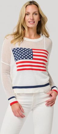 Shiraleah American Flag Mesh Sweater In White