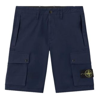 Stone Island Slim-fit Cargo Bermuda Shorts - Heren - Korte Broeken - Blauw - W31 - Katoen - Korte Broeken