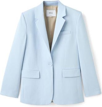 Mango Americana One-Button Blazer in Sky Blue at Nordstrom, Size X-Large