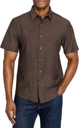 Brooklyn Brigade Solid Mapleton Luxe Cross Dyed Short Sleeve Shirt in Brown at Nordstrom, Size Xx-Large