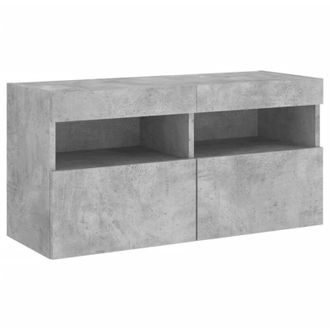 vidaXL Vidaxl - Mueble De Tv De Pared Con Luces Led Gris Hormig&oacute;n 80x30x40 Cm