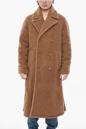 Givenchy Double-Breasted Teddy Coat with Covered Buttons size 44