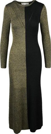Trash and Luxury Black/Gold Viscose-Blend Lurex Knit Midi Dress