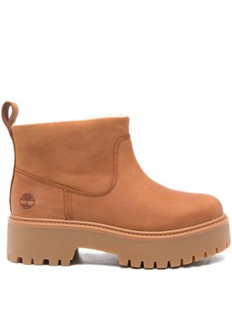 Timberland 45mm platform leather boots - Marrone