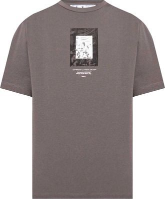 Off-white Unisex Slim T-shirt met verflogo voor volwassenen (Grijs)