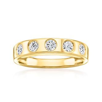 Ross-Simons Lab-Grown Diamond 5-Stone Ring in 18kt Gold Over Sterling