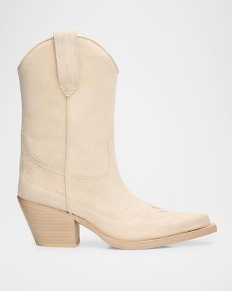 PARIS TEXAS Dakota Suede Mid-Calf Western Boots