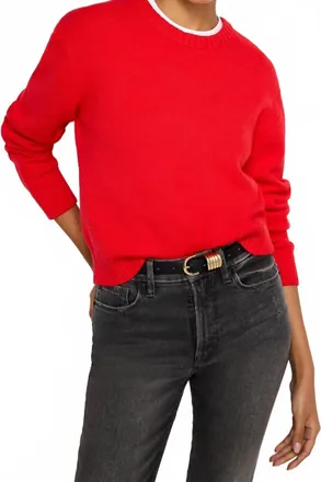 Good American Cozy Crewneck Sweater Top In Grenadine