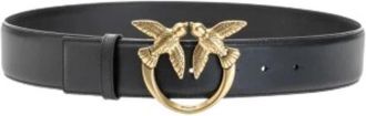 Pinko Love Birds Riem - Dames - Riemen - Zwart - L - Leer - Accessoires