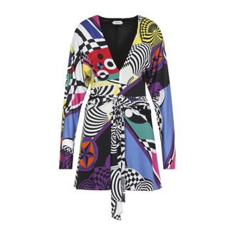 Versace Kleedjes, Dames, Veelkleurig, XS, Teatro All Over Jurk