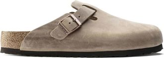 Birkenstock Boston Soft Footbed Geolied Leren Sandalen - Heren - Slip ons - Bruin - 36 EU - Leer - Schoenen