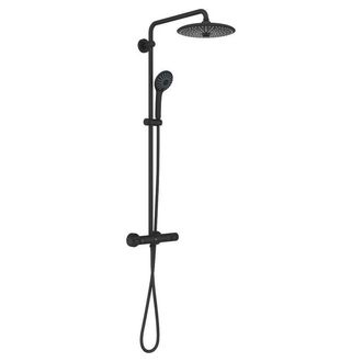 GROHE Vitalio Joy Douchesysteem - thermostatisch - cooltouch - hoofddouche diameter 26cm - handdouche diameter 11cm - matte black (mat zwart)