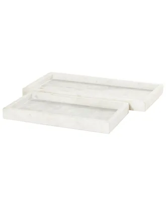 CosmoLiving by Cosmopolitan Cosmoliving By Cosmopolitan Set Of 2 White Marble Slim Tray
