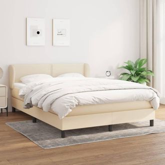 vidaXL Cama Box Spring Con Colch&oacute;n Tela Color Crema 140x200 Cm Vidaxl
