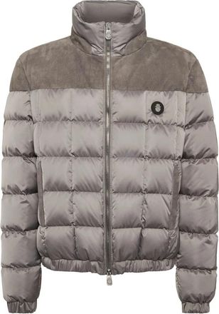 Billionaire Boys Club Quilted Suede-Panel Puffer Jacket - Heren - Gewatteerde jassen - Grijs - 4XL - Leer - Jassen