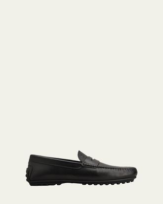 Tod's Mens Leather Moc-Toe Penny Loafers