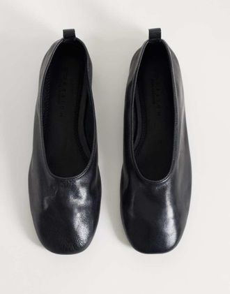 Asos Liana premium ballerine in vera pelle nere-Nero