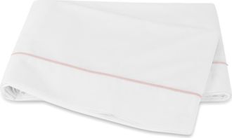 Matouk Bergamo 500 Thread Count Cotton Percale Flat Sheet in Blush at Nordstrom, Size King