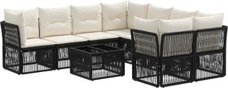 vidaXL Conjunto De Sof&aacute;s De Jard&iacute;n 9 Uds. Negro Rat&aacute;n Sint&eacute;tico Vidaxl
