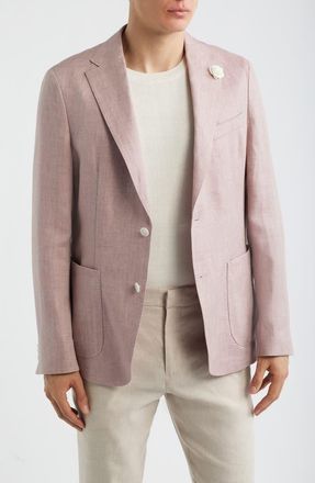 BOSS Hanry Slim Fit Pink M&eacute;lange Linen Blend Sport Coat in Light/Pastel Pink at Nordstrom, Size 36 Regular