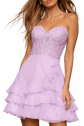 Sherri Hill Strapless Cocktail Dress In Lilac