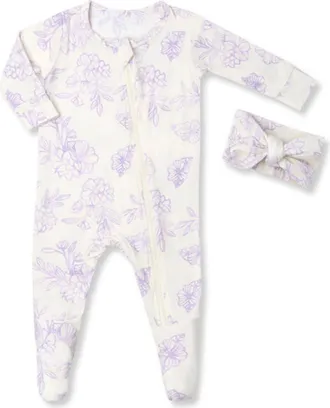 Everly Grey Jersey Long Sleeve Footie & Head Wrap Set in Bali at Nordstrom, Size Newborn