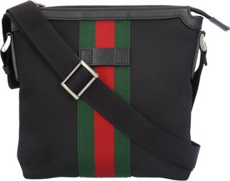 Gucci Black Canvas Leather Shoulder Bag (Pre-Owned)