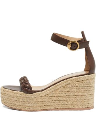 Gianvito Rossi Merida braided wedge-heel espadrille sandals - Brown