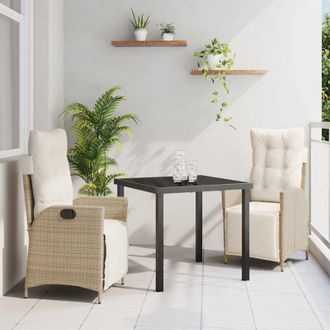 vidaXL Conjunto De Comedor De Jard&iacute;n 3 Pcs Beige Polirat&aacute;n Vidaxl