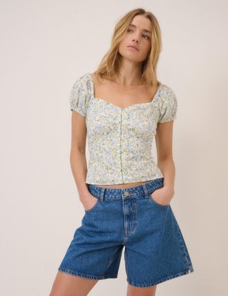 Nobody's Child White Floral Sweerheart Neck