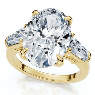 Pompeii3 Certified 4 1/3Ct Oval & Baguette Diamond Engagement Ring 14k Gold/Pt Lab Grown