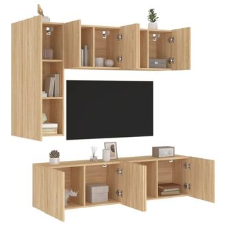 Berkfield Home 5 Piece TV Wall Units Sonoma Oak Engineered Wood in Brown