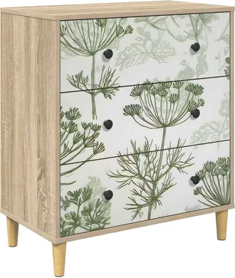 vidaXL Cajonera Gotha Estampado De &Aacute;rbol Verde 66 X 36,5 X 75 Cm Vidaxl