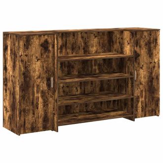 Berkfield Home Reception Desk Smoked Oak 180x50x103.5 cm Engineered Wood in Brown