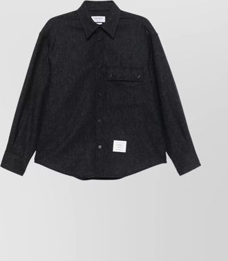 Thom Browne oversized shirt with double needle in tweed