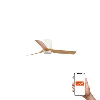 Netlighting Mini Punt Tub Small 3 Blade Ceiling Fan White Maple Smart in Brown