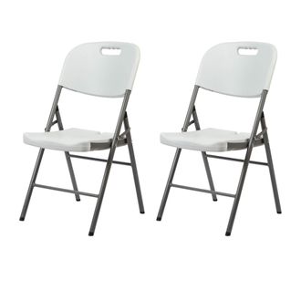 Mobili Rebecca Mobili Rebecca - Sillas De Exterior Rebecca Mobili Quiver 88x45x50 Pl&aacute;stico Acero Blanco Gris Moderno Set 2 Piezas Mo