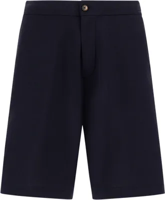 Herno Tailored Blue Shorts with Button Closure and Welt Pocket