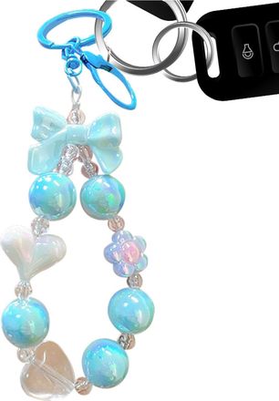 Generic Flower Beaded Key Chain Wristlet,Key Ring Bangle Chains - Key Ring Bracelet Wristlet Keychain Beaded Bangle Key Chains for Women