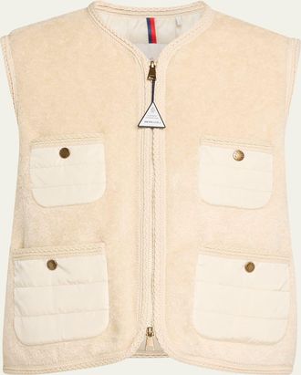 Moncler Mimosas Braided Trim Teddy Down Vest